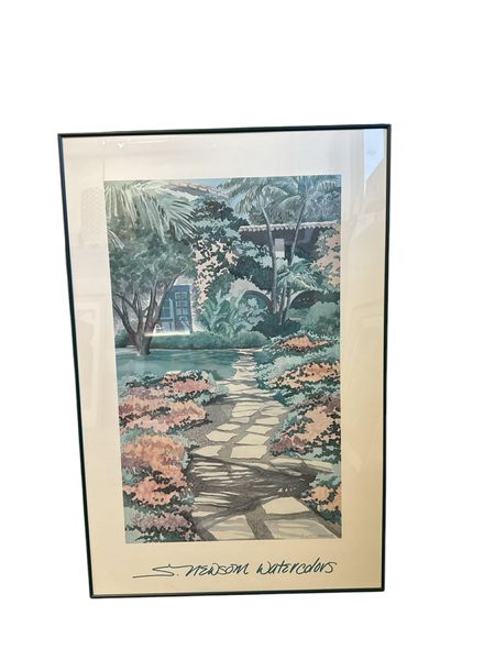S. Newsom Watercolors Scenic House Painting, 23x35"