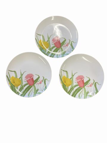 Set of 3 Fitz & Floyd Dutch Tulip plates, 7.5"D