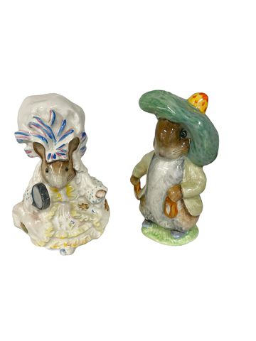 Royal Albert Beatrix Potter "Benjamin Bunny"(1984) & "Lady Mouse" 3.5x3"