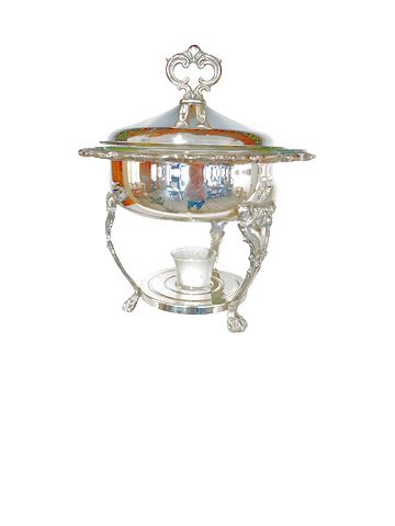 Silverplate Chafing Tower w/Candle & Pyrex Dish 11"x15"