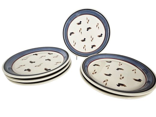 Set of 6 Epoch, Turn -of the-Century" American Duck Decoy Snack Plates 7"dia