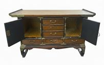 Antique-style Korean Tansu cabinet w/ incised brass hardware, 19" h, 32" w, 12.7