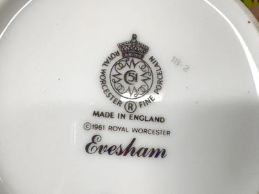 Royal Worcester graduated 3-piece "Evesham Gold" porcelain canister set, 6"-8.75