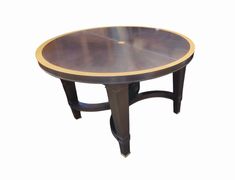 Round dining table  w/ inlay, 48"D, w/leaf, 22x48