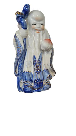 Chinese Blue/Whte Porcelain God of Longevity, 10"H