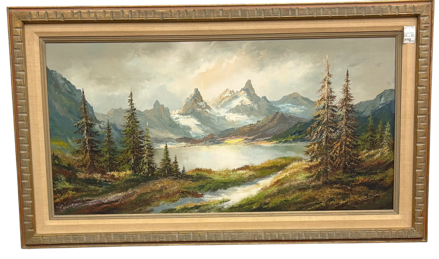 Orig Oil, Alpine Landscape by Karl Gast 33"Hx 57"W