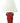 Red pottery Chinese lamp w/ white shade, 26.5" h