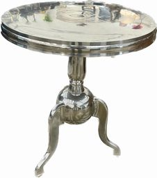 Aluminum Round Side Table w/Cabriole Legs, H. 27 in. x Diam. 22 in.