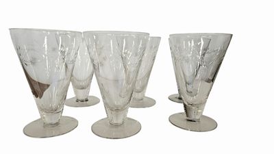 Set Of 6 Cut Crystal Parfait Glasses 5" x 3.5"