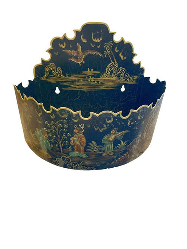 Antique French Toleware Wall Jardiniere Chinosierie 9"h x 6"d x 11"l