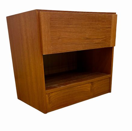 Pair MCM Danish Teak Side Tables, H. 21 in. x W. 23 in. x D. 15.25 in.
