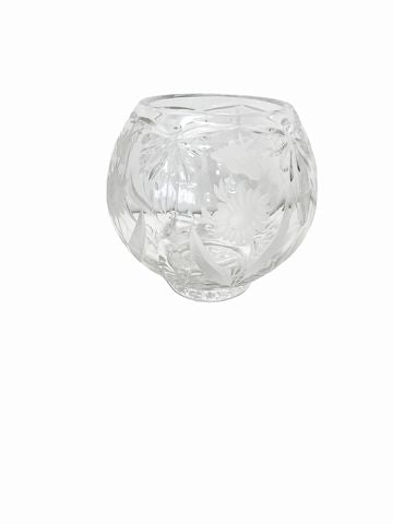Cut Crystal Bowl-shaped Vase 9"D.