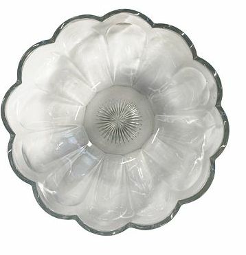 Set of 2 scalloped glass bowls, 8" & 9.5" diam.