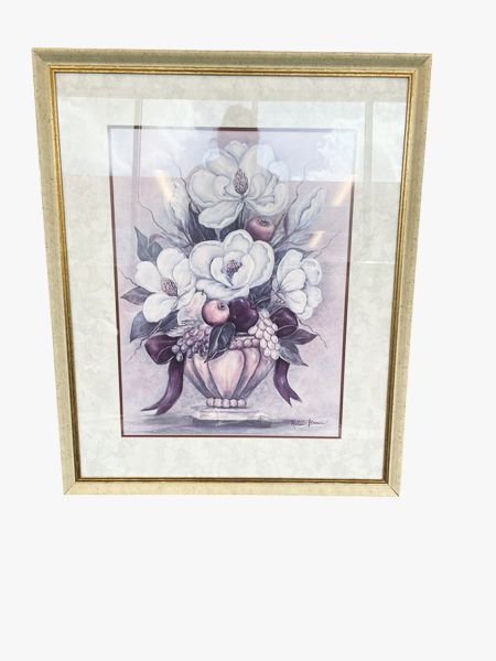 Lg Framed Painting-Flowers in Vase, 35x29"