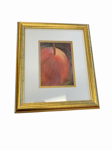 Framed Apple Watercolo Signed  By Barbara Daniels 14" x 12"