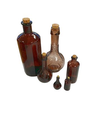 Six Assorted Miniature Glass Jars 8"' x 3"