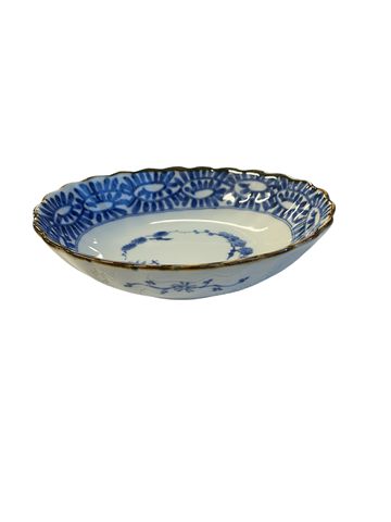 Chinese Blue & White Trinket Bowl 7x2"