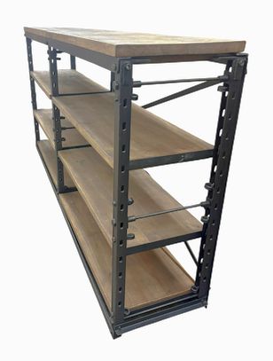 Restoration Hardware Library Collection reclaimed wood adjustable open shelving