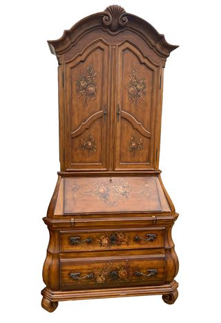 Ethan Allen 2-pc. Tuscany bombe cherry secretary, 42x21x90.5" h