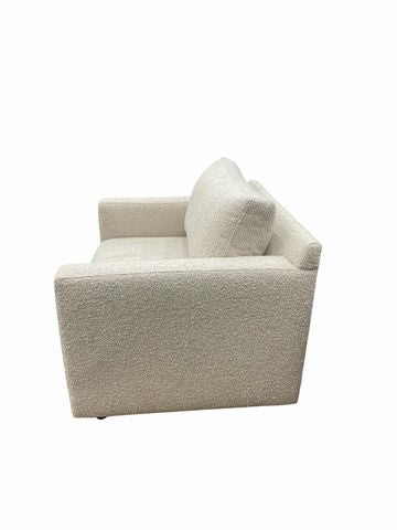 Crate & Barrel Barrett II track arm chair and a half, boucle upholstery