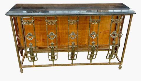 Classical Iron & Granite Top Console, H. 37 in. x W. 63 in. x D. 17 in.