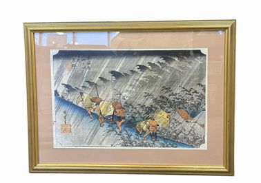 "Driving Rain at Shono" repro by Utagawa Horoshige, 15.75x21.25"