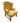 Henredon gold/ochre tufted wingback w/ braided trim on seat cushion, 45" h, 32"