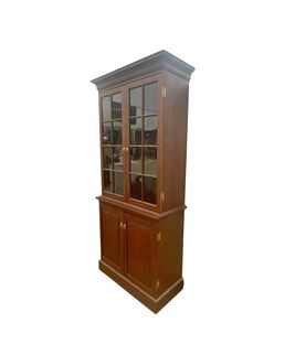 Handcrafted traditional wood cabinet w/upper glass paneled doors, 87.5H.39W.18D.