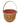 Antique folk art ocean-theme painted apple basket w/ red interior, 18" h (to han