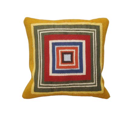 Wool Blend Multicolored Square Pillow 15"x15"