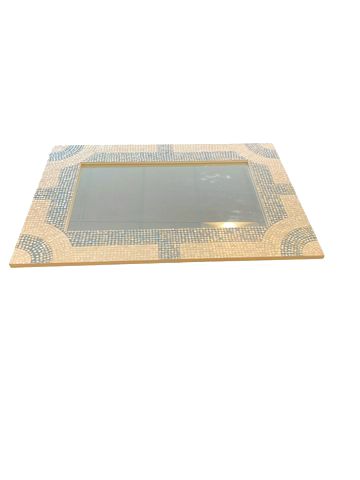 Cream & Blue Mosaic Mirror, 28"x20"