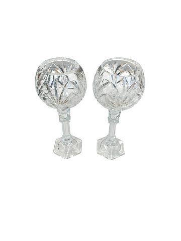 Pair of crystal candleholders, 10.75H