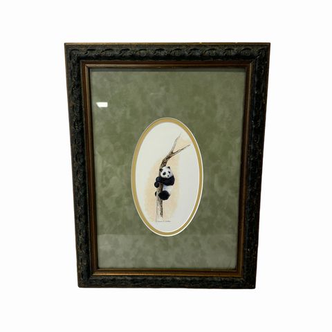 Panda On Bamboo Framed Print 13.5x17.5