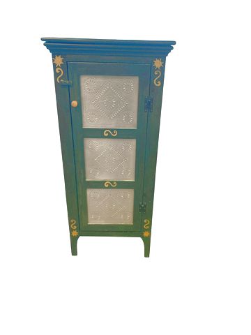 Pierced Tin-Single Door-Wooden Pie Safe 51"Hx21"Wx13"D