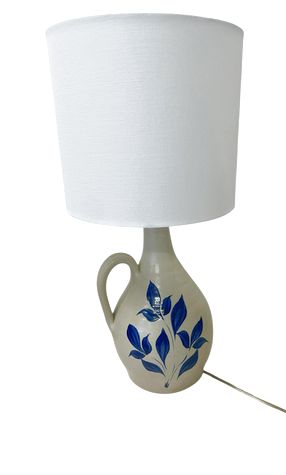 Williamsburg Pottery salt glazed lamp w/ handle, 21.5" h