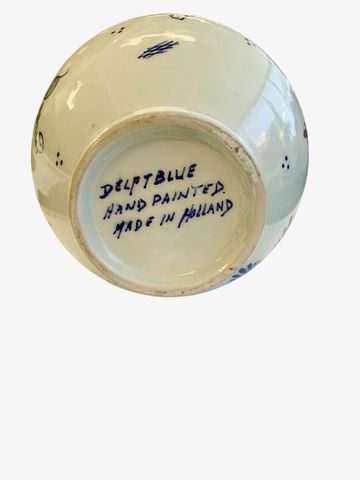 Delft Blue  Hand Painted Vase w/Blue Floral Design 5"x4"