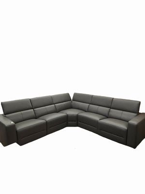 Verona Gray Leather Sectional With Power Seats