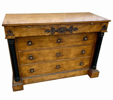 French Empire Style Walnut Finish & Ebonized Chest of Drawer