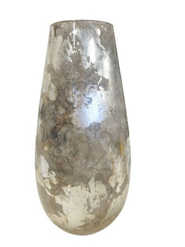 "Franco" Italian Hand Decorated Silver Leaf Contemporary Vase 15"h x 8w