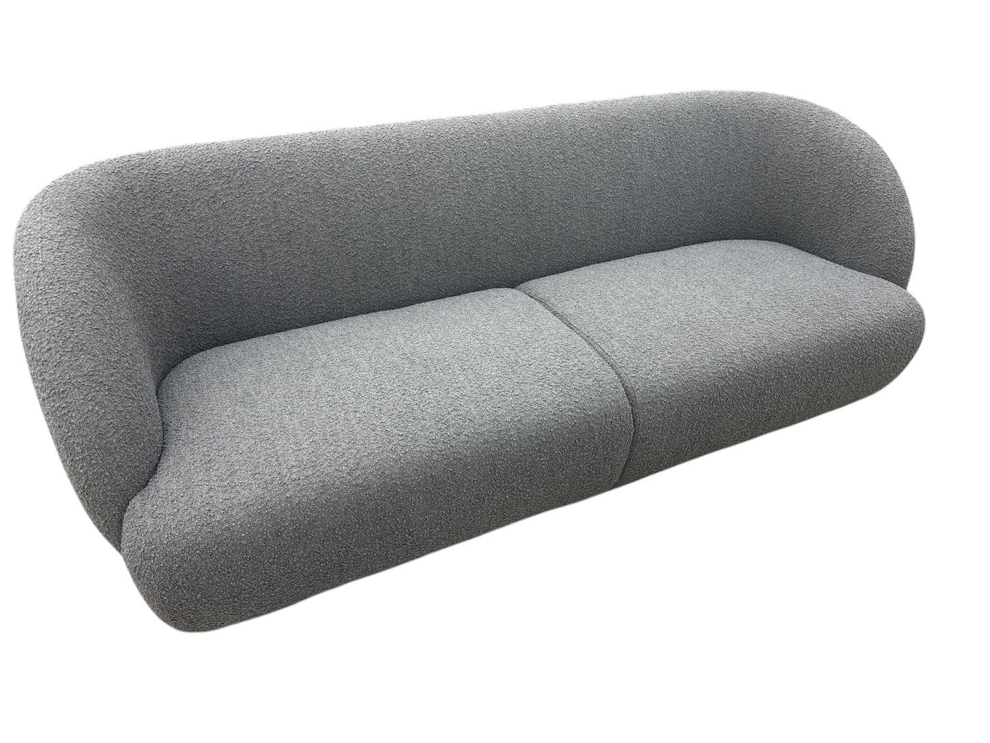 Modern grey boucle fabric sofa, 82x35x30H