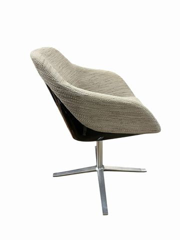 SET of 5 Walter Knoll Swivel chairs, lt grey/beige upholstery, 32H. 24.5W. 23D.
