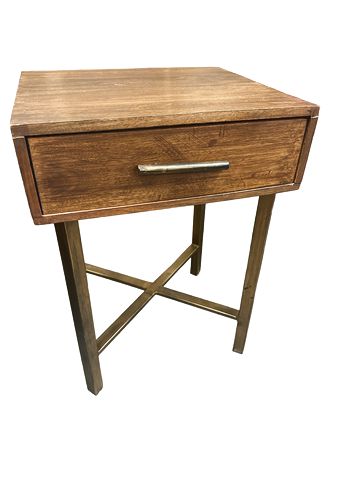 Contemp. Wooden Side Table w/ Drawer 22"x16"x14"