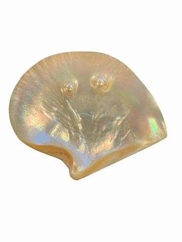 Vintage 3  Piece Mother of Pearl Shell Caviar Set 6x8",5"rd,4"rd