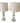 PAIR of Lucite ball lamps w/ beige shades, 24.25" h