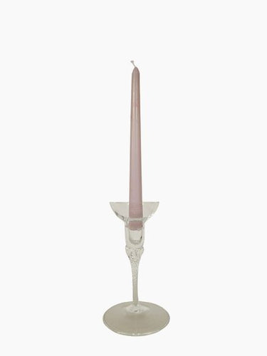 Pair Glass Twist  Stemmed Candleholders 7"h x 4"dia