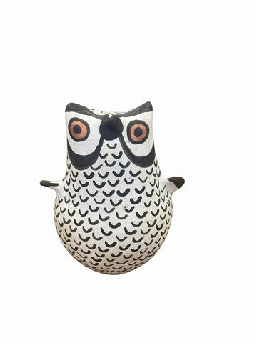 Joyce Leno Acoma Signed- Pottery Owl 4x4"