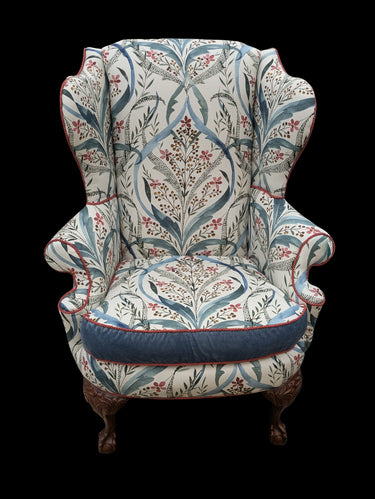 Vintage Bontanical Upholstered Wingback Armchair