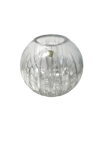 Round cut crystal vase (Poland), 7" diam., 6.25" h