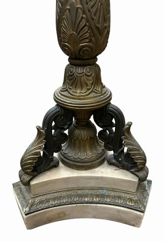 Pair Napoleon III Dore Bronze & Marble Candelabra, H. 29.5 in. x 11 in x 11 in