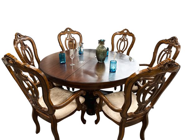 SET-6 European-Style Dining Chairs (Wood/Upholstery, 45x25x28")